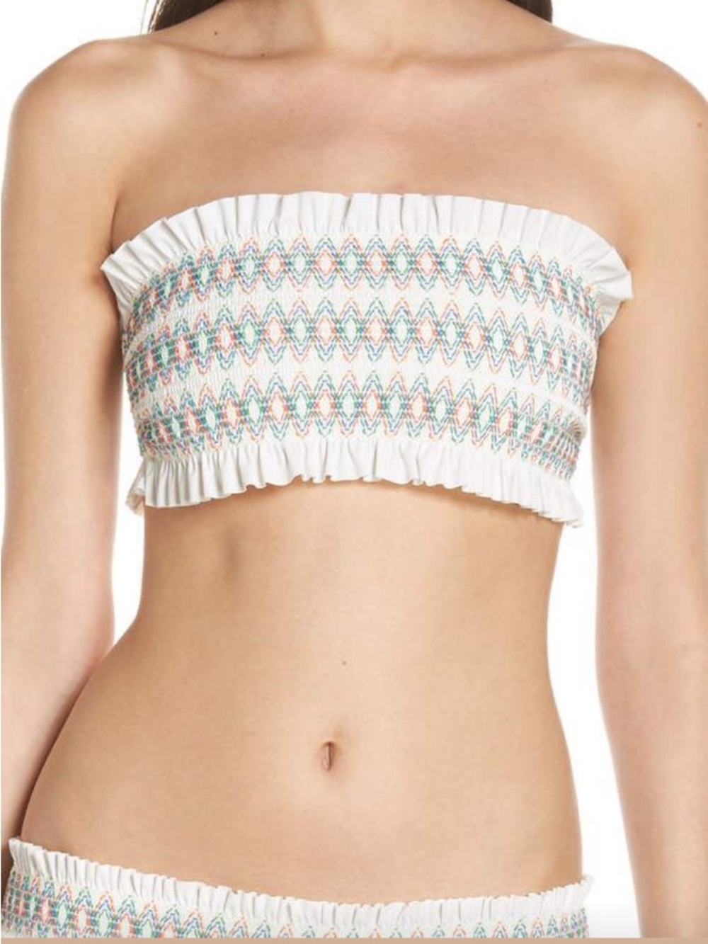 NWT Tory Burch White Strapless Smocked Bikini SET (top & bottom)